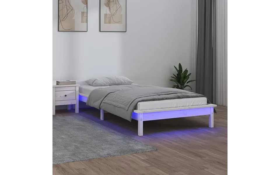 Bed frame with led light 100x200 cm massively wood white