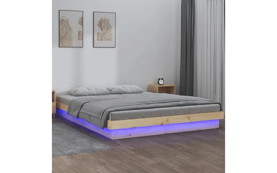 Bed frame with led light 140x190 cm massively wood