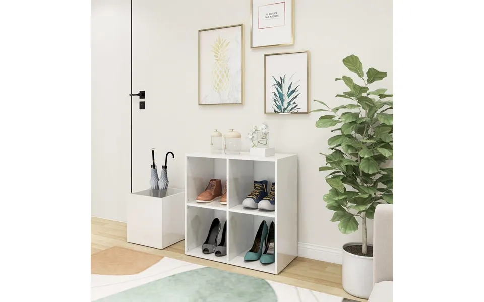 Shoe cabinet 105x35,5x70 cm designed wood white high gloss