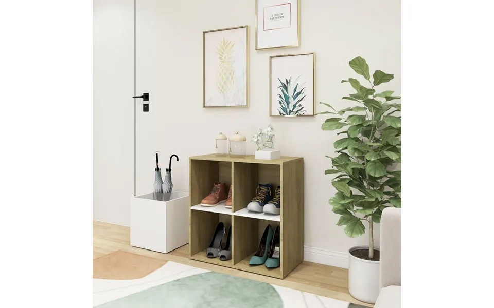 Shoe cabinet 105x35,5x70 cm designed wood white past, the laws sonoma oak