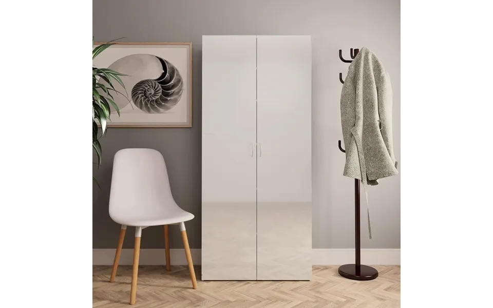Shoe cabinet 80x35,5x180 cm designed wood white high gloss