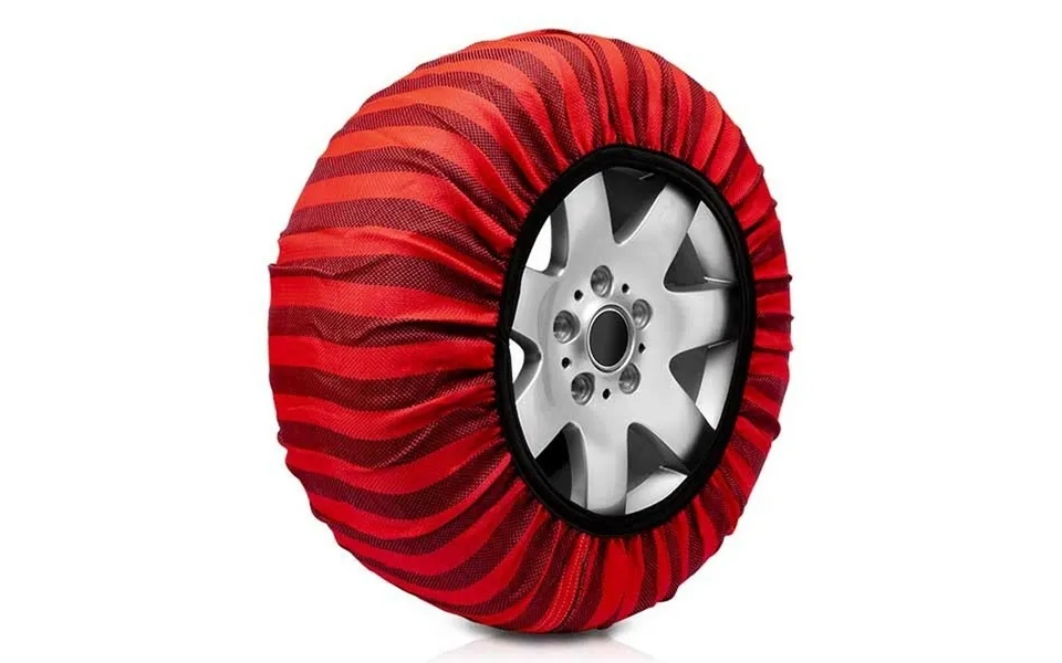 Snow chains to car classic red textile size 62