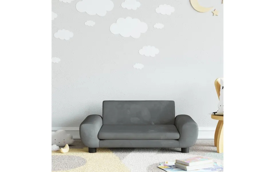 Sofa Til Børn 70x45x33 Cm Velour Mørkegrå