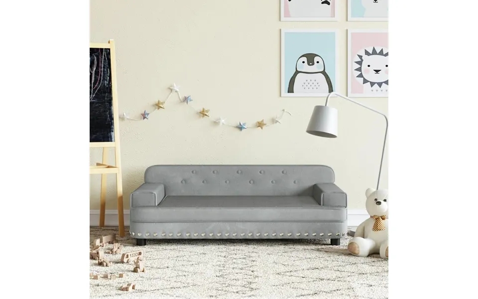 Bed to children 90x53x30 cm velours light gray