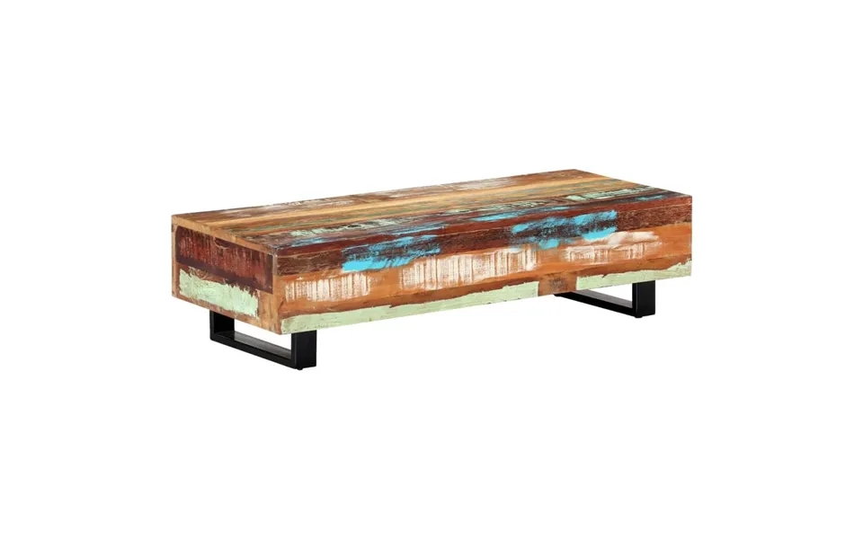 Coffee table 120x50x30 cm massively recycled wood past, the laws steel