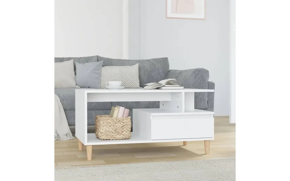 Sofabord 90x49x45 Cm Konstrueret Træ Hvid Højglans