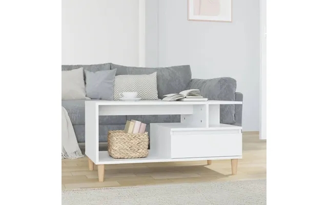 Sofabord 90x49x45 Cm Konstrueret Træ Hvid Højglans product image