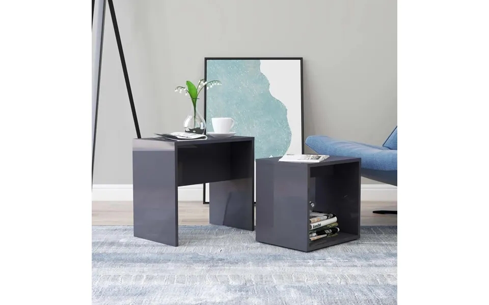Sofabordssæt 48x30x45 cm designed wood gray high gloss