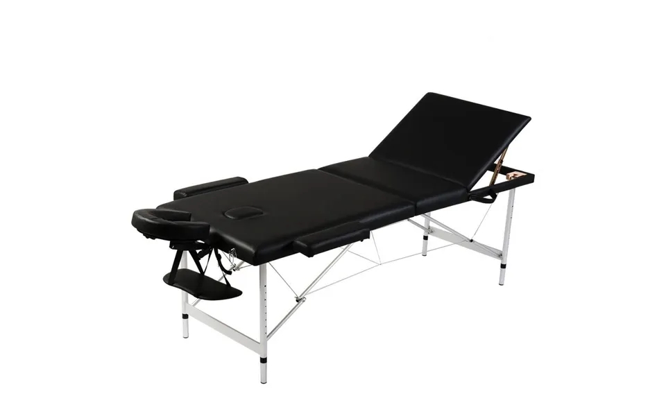 Sort Sammenfoldeligt Massagebord - 3 Zoner Med Aluminiumsramme