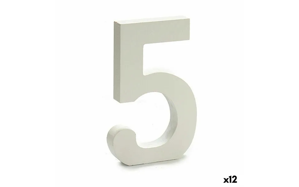Numbers 5 wood white 1,8 x 21 x 17 cm 12 devices