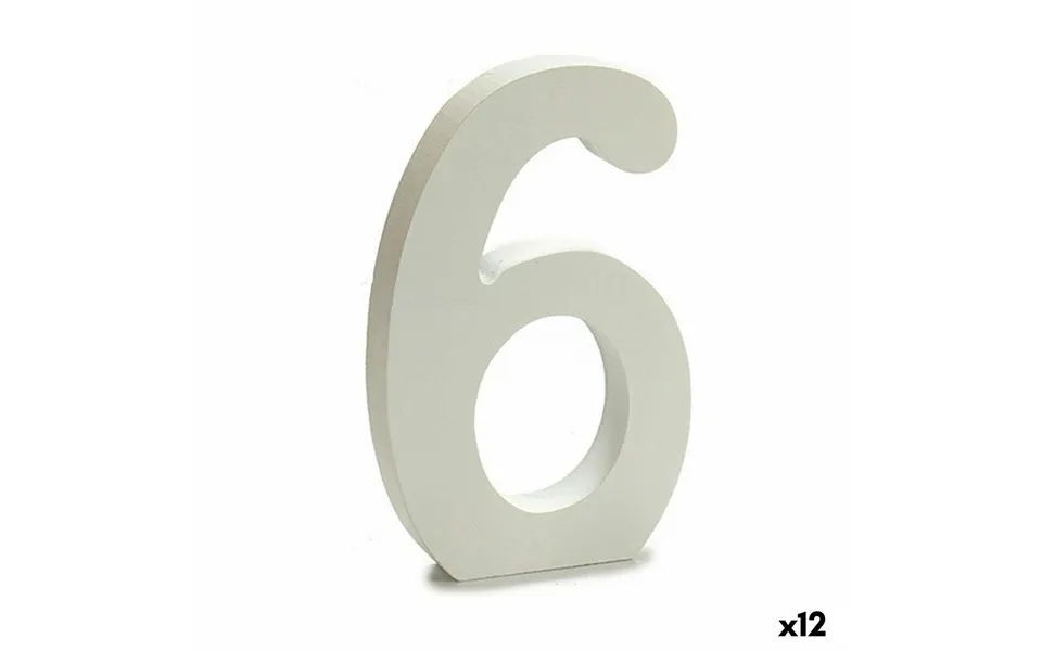 Numbers 6 wood white 1,8 x 21 x 17 cm 12 devices