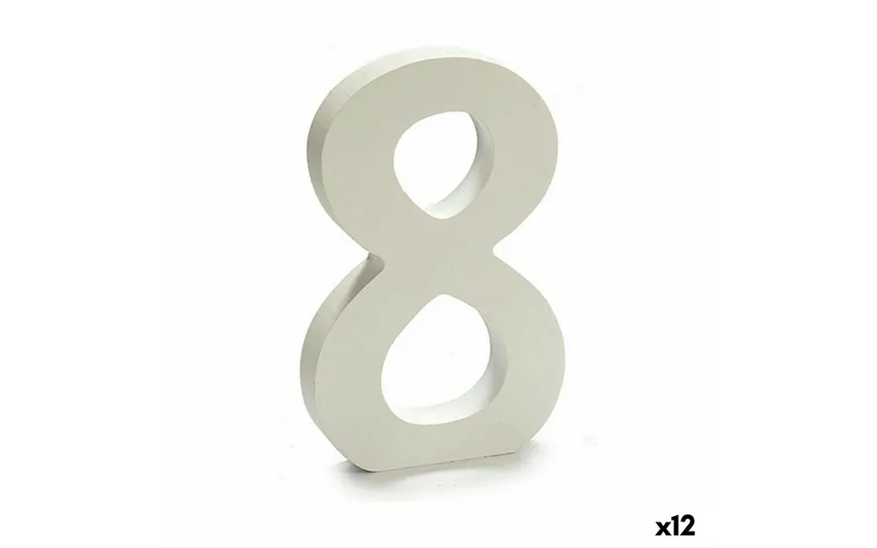 Numbers 8 wood white 1,8 x 21 x 17 cm 12 devices