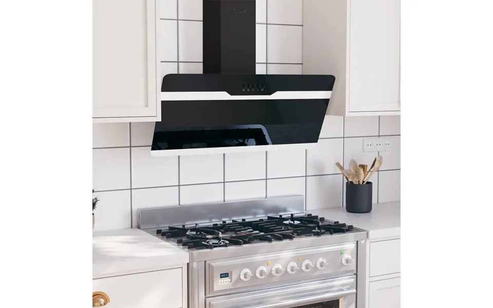 Wall-mounted hood 90 cm steel past, the laws tempered glass black