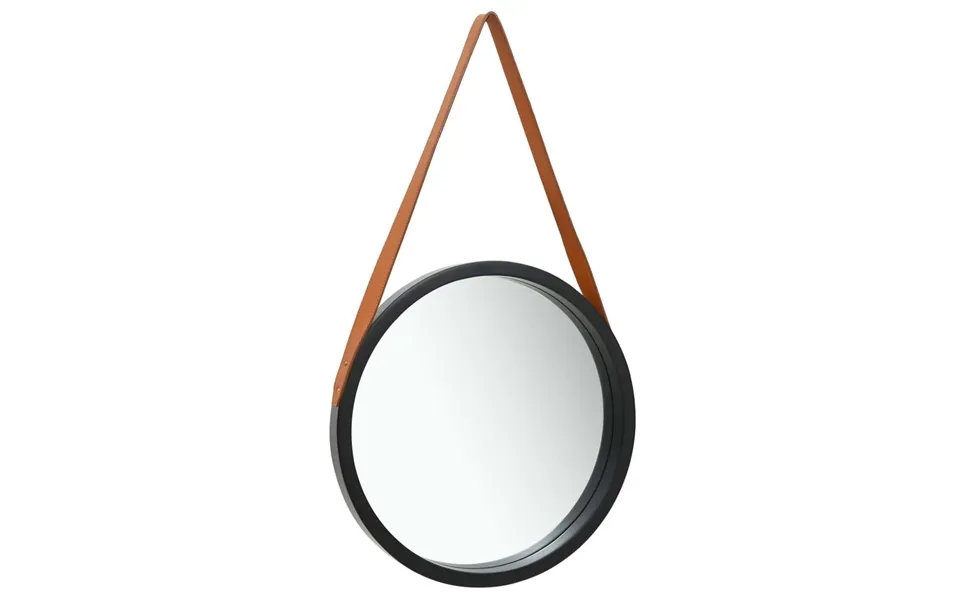 Wall mirror with strap 50 cm black
