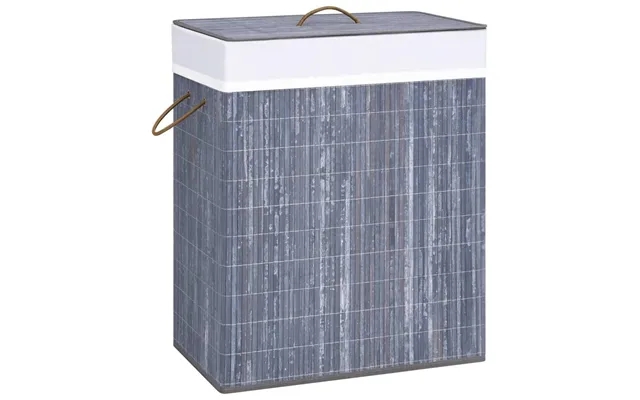 Laundry basket with 2 space 100 l bamboo gray product image