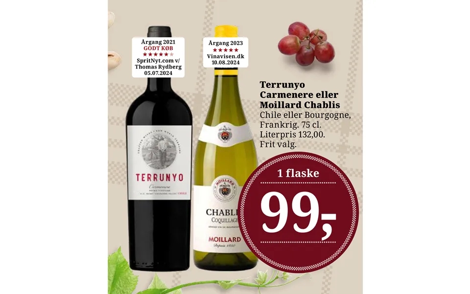 Terrunyo Carmenere Eller Moillard Chablis