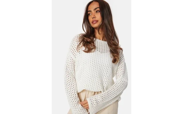 Bubbleroom crochet knitted long sleeve top off-white p product image