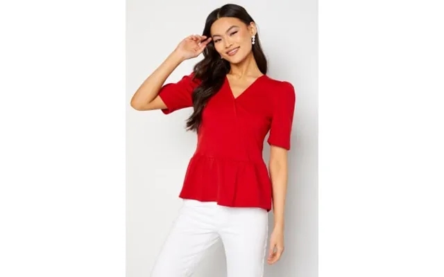 Happy holly madeleine peplum top red 32 34 product image