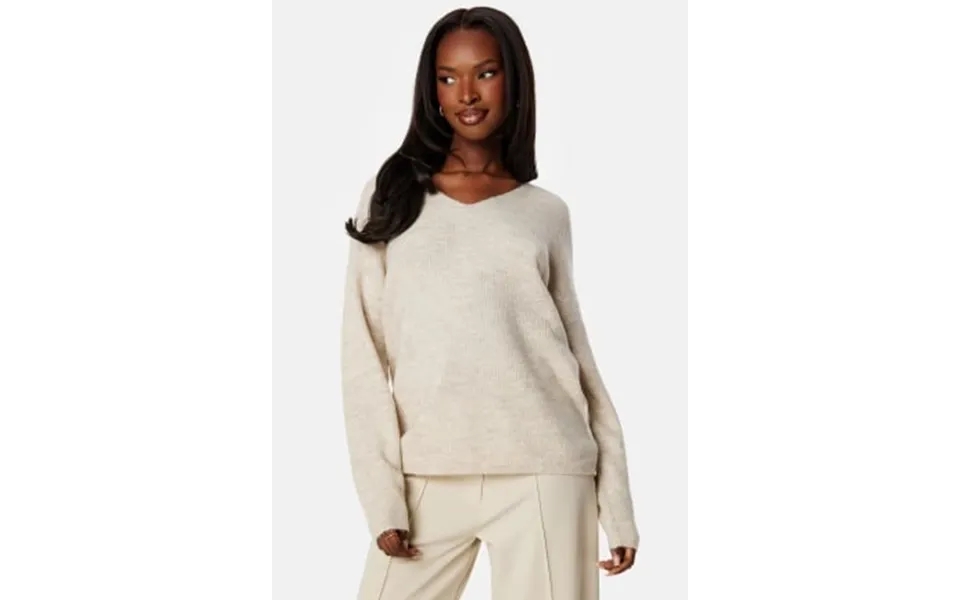 Vero Moda Vmcrewlefile V-neck Pullover Beige Grey Xl