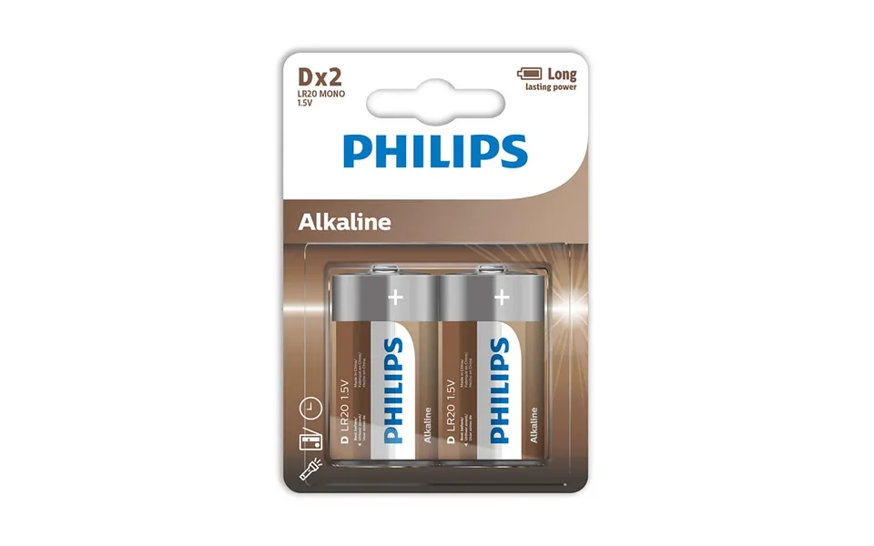 Philips Lr20a2b 10 Alkaline D Batteri 2-stk