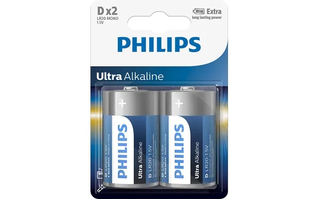 Philips Lr20e2b 10 Ultra Alkaline D Batteri 2-stk product image