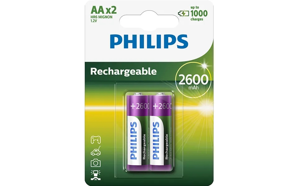 Philips R6b2a260 10 Genopladlig Batteri Aa 2600 Mah 2-stk