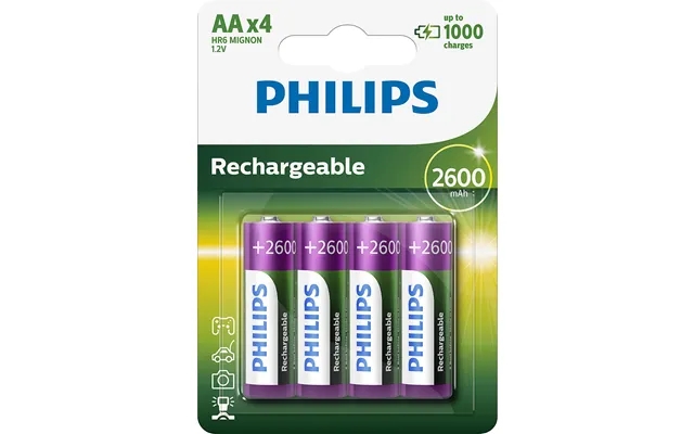 Philips R6b4b260 10 Genopladlig Batteri Aa 2600 Mah 4-stk product image