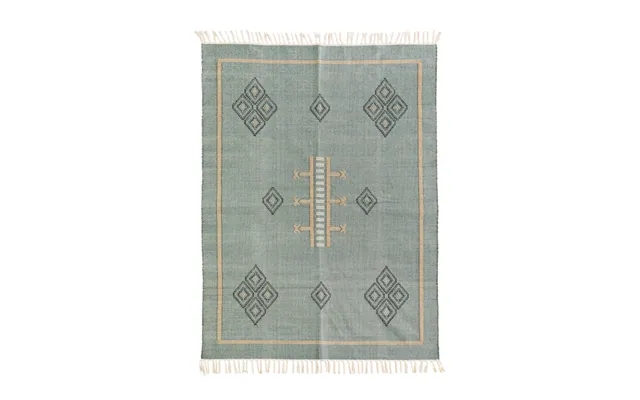 Hand woven carpet in cotton - jade, black, indian tan, off white product image