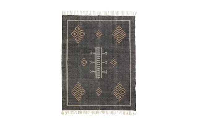 Hand woven carpet in cotton - black, indian tan, off white product image