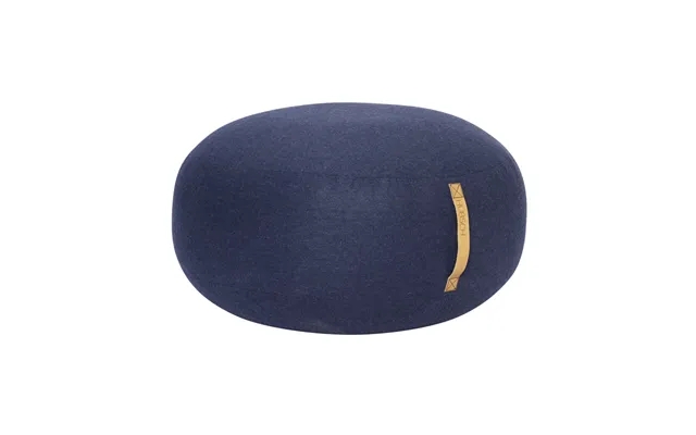 Mochi - oval dark blue pouf with leather handle product image