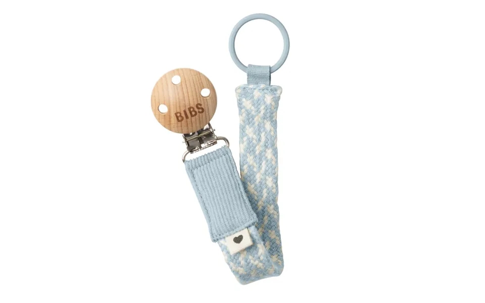 Bibs pacifier clip braided baby blue ivory