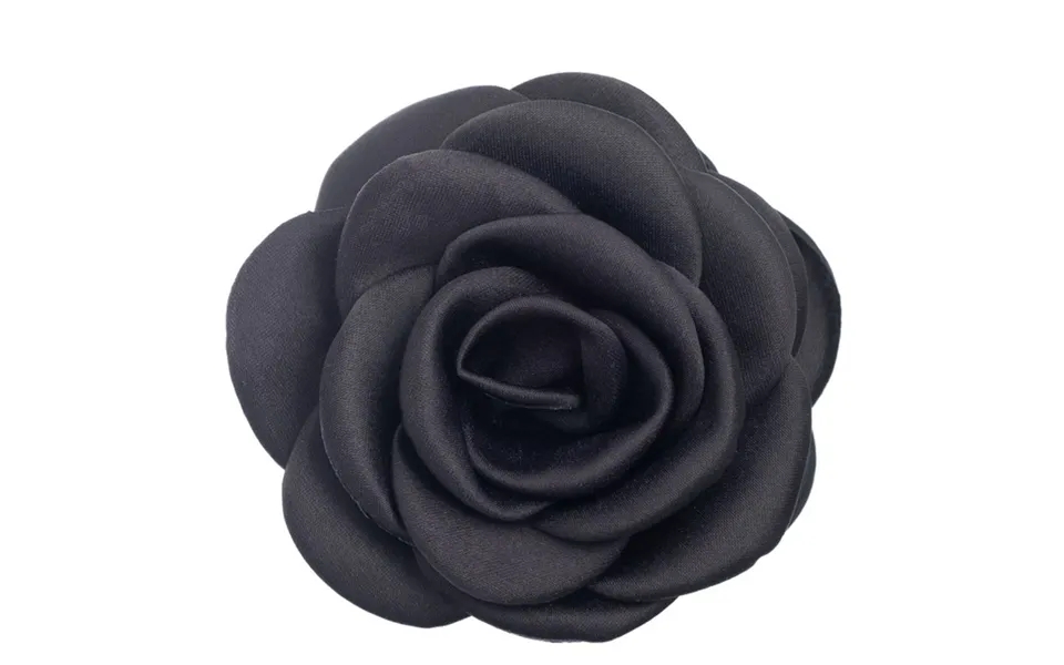 Dark Satin Rose Hair Claw Black