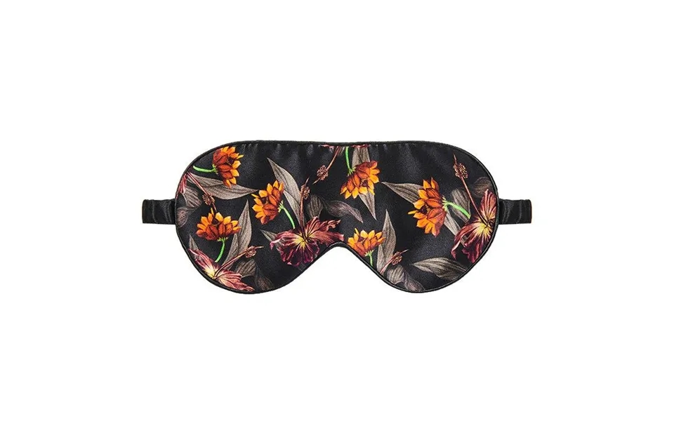Fan Palm Sleeping Eye Mask 100% Mulberry Silk Black Hibiscus