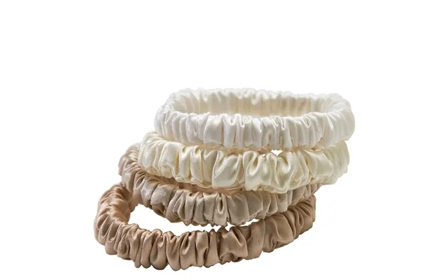 Lenoites Mulberry Silk Skinny Scrunchies - White product image