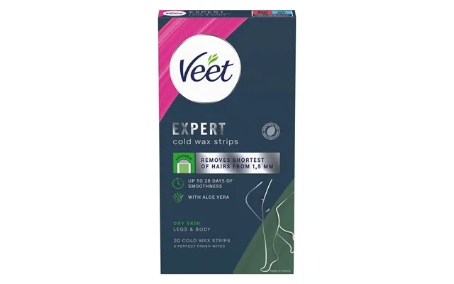 Veet expert cold wax strips legs & piece dry skin 20pcs product image