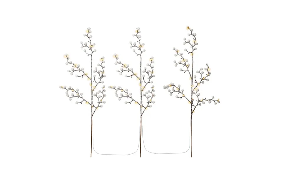 Seen Of 3 Light Trees With 75 Leds, White, Brown, Silver, Transparent - With Hours Function, Realy White 3000 K , Batter