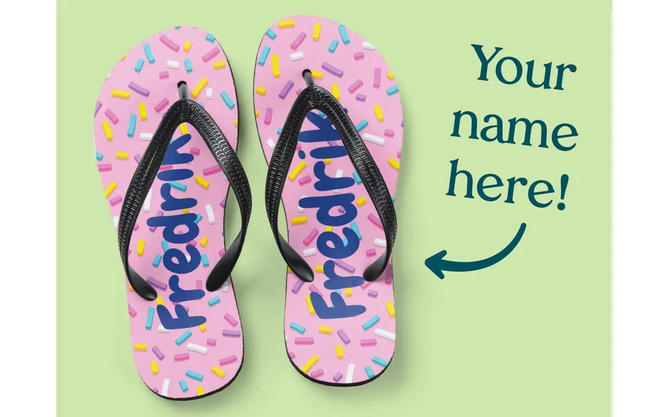 Personal flip flops with name