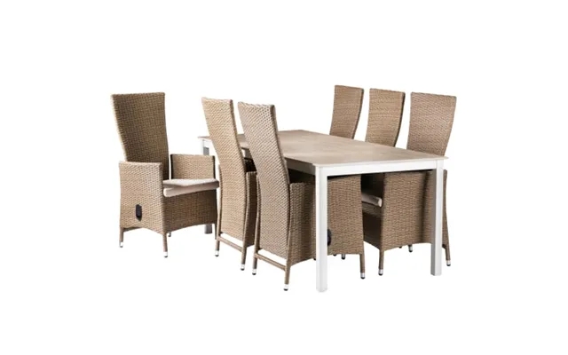 Elena garden furniture with 6 isabella stole - travertinlook white product image