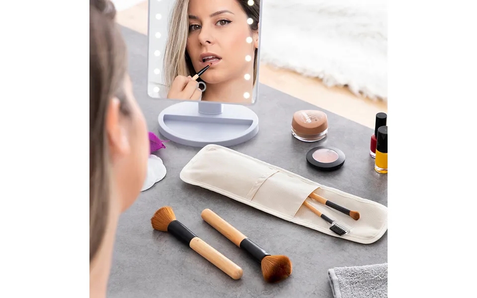 Sæt Med Makeup Børster I Træ Med Bæretaske Miset Innovagoods 5 Enheder