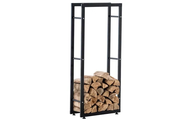 Firewood holder 25x60x150 cm black with feet product image