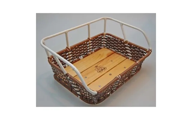 White - brown avenue plastic rattan bicycle basket m white alu top product image