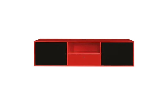 Mistral tv cabinet with two fabric folding doors past, the laws drawer - red black product image