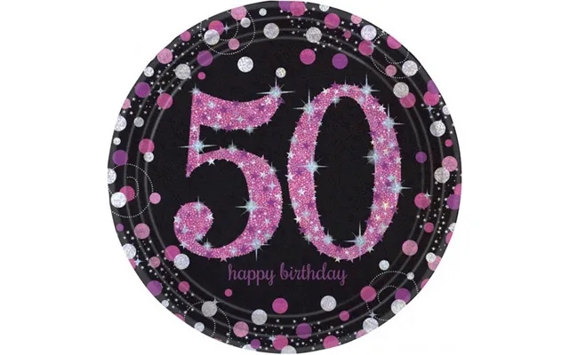 50 Year birthday paper plates pink product image