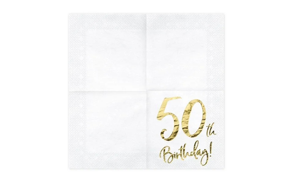 Hvide - Servietter- Teksten 50 Th Birthday I Guld