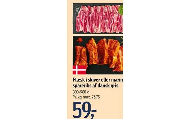 Bacon in slices or marinated spareribs of danish pig product image
