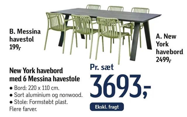 New York Havebord Med 6 Messina Havestole product image
