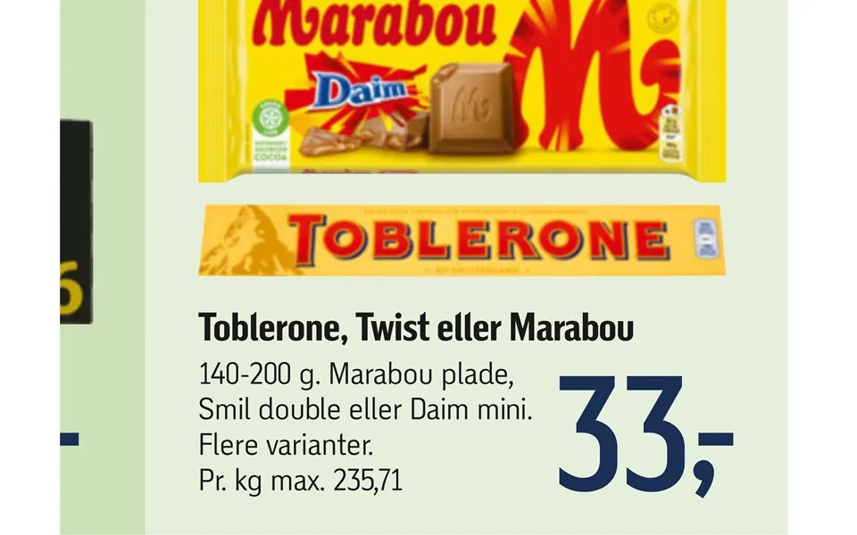 Toblerone, Twist Eller Marabou
