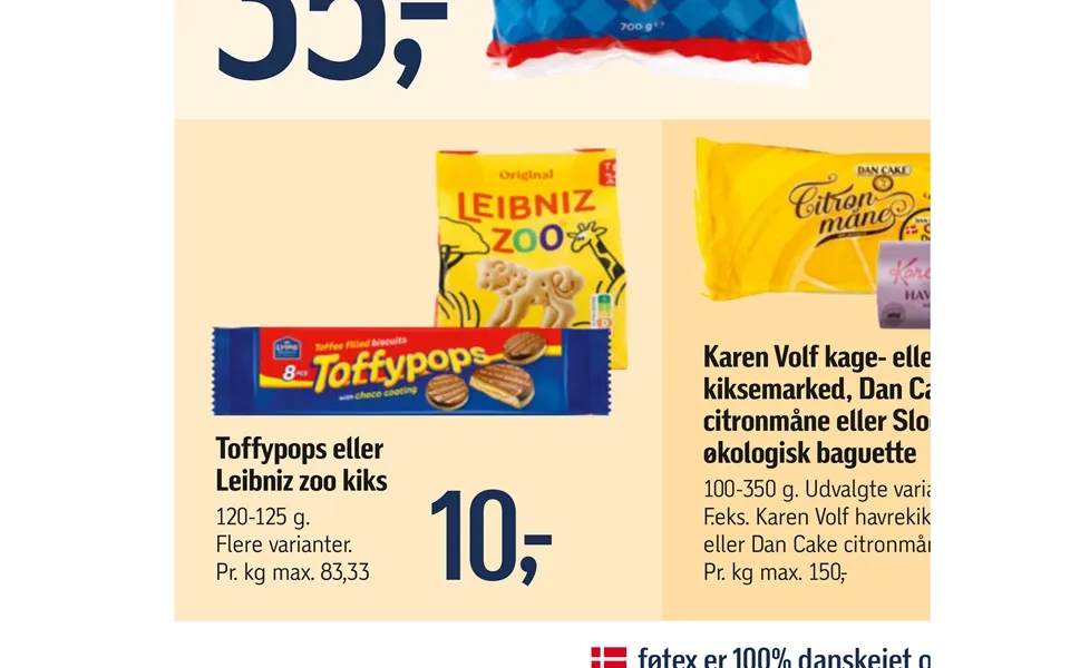 Toffypops Eller Leibniz Zoo Kiks Karen Volf Kage- Eller Kiksemarked, Dan Cake Citronmåne Eller Sloow Økologisk Baguette