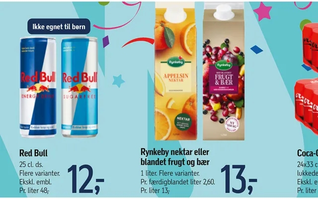 Rynkeby Nektar Eller Blandet Frugt Og Bær Coca-cola Sodavand Red Bull product image