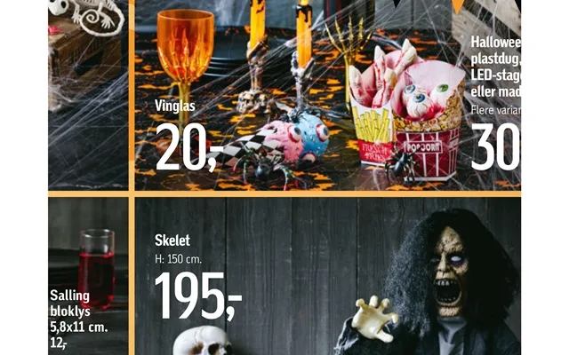 Vinglas Halloweenmad, Plastdug, Led-stagelys Eller Mad Skelet product image